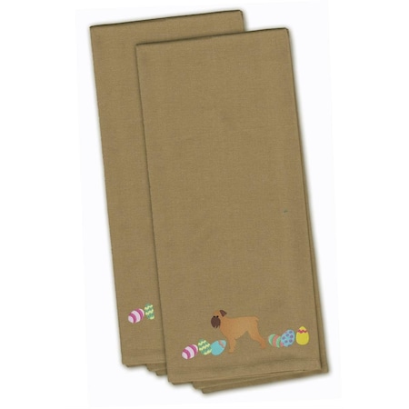 Carolines Treasures Brussels Griffon Easter Tan Embroidered Kitchen Towel CK1617TNTWE